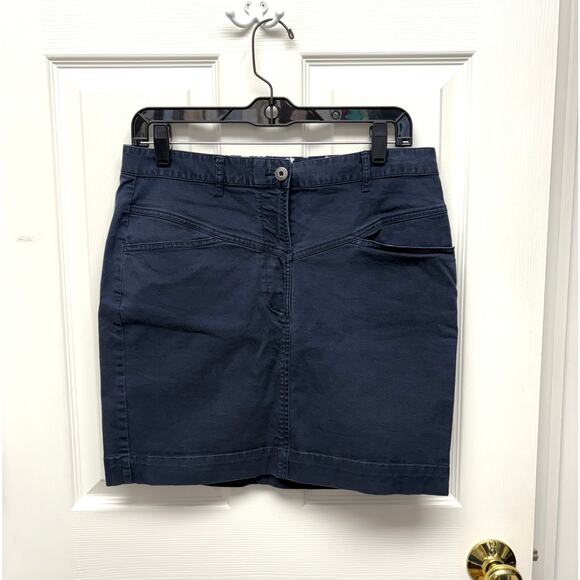 Brooks Brothers Cotton Skirt, Navy Blue Chino Style, Print Trim, Women's Size 8 - Picture 1 of 5